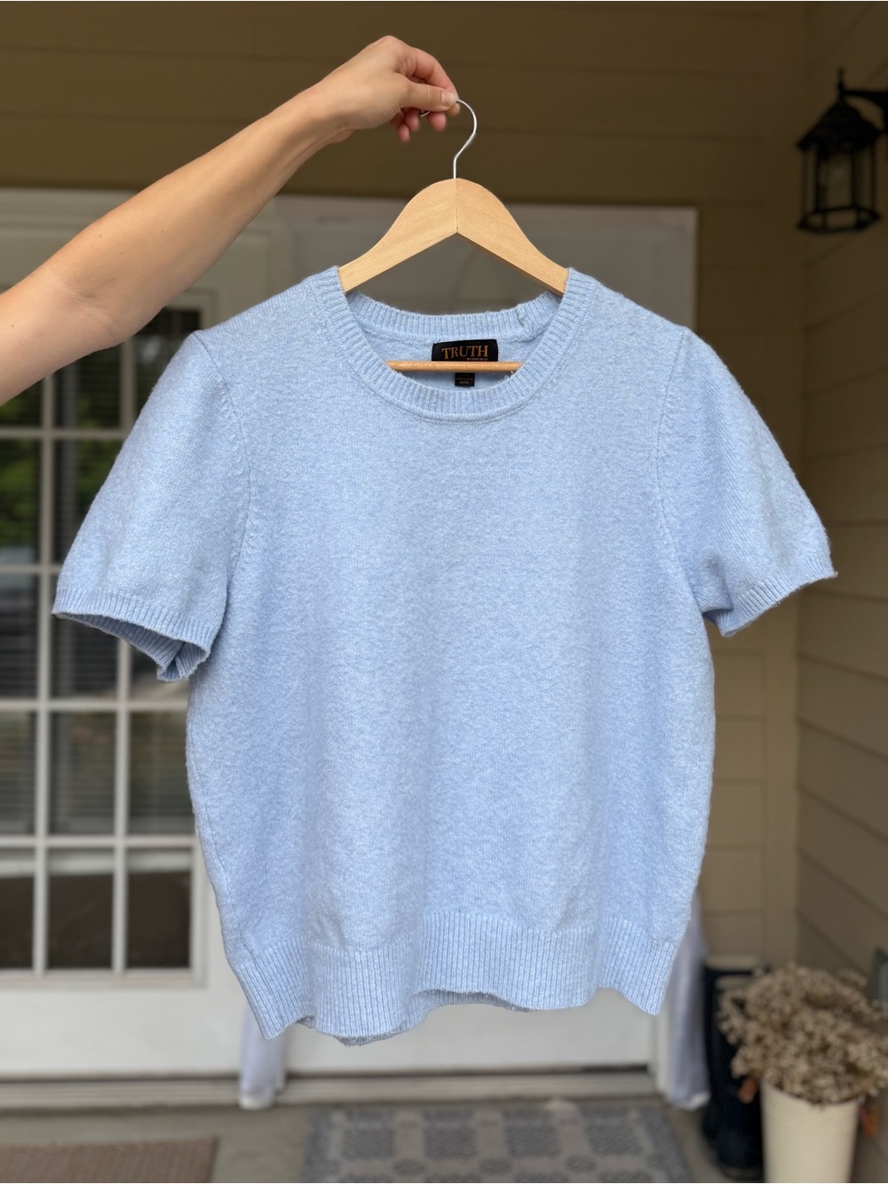 Truth Light Blue Short Sleeve Knit Top